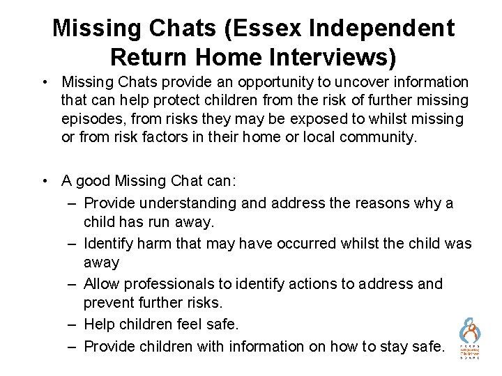 Children and Young People who Go Missing from