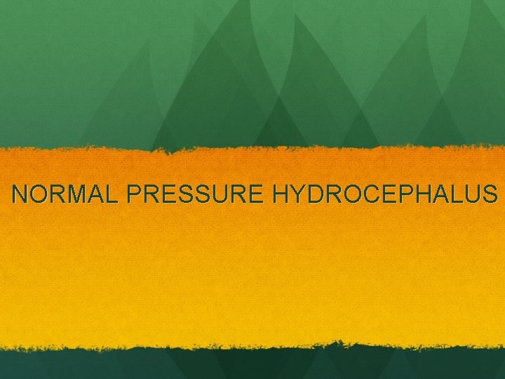 NORMAL PRESSURE HYDROCEPHALUS 