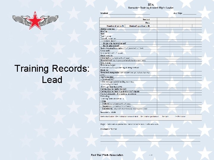 Training Records: Lead Red Star Pilots Association Training Records: Lead Red Star Pilots Association