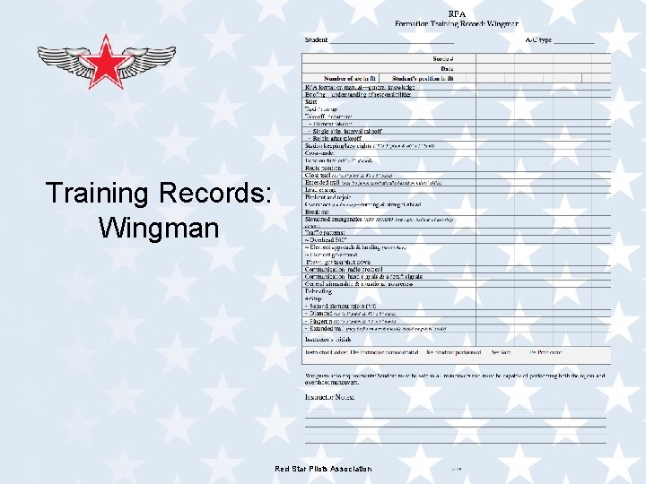 Training Records: Wingman Red Star Pilots Association 