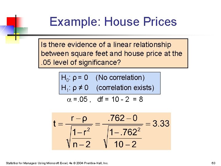 Example: House Prices Is there evidence of a linear relationship between square feet and