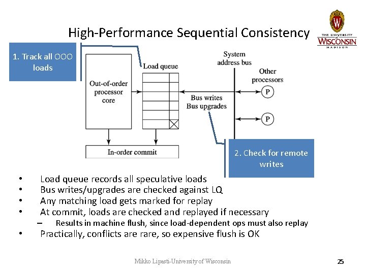 High-Performance Sequential Consistency 1. Track all OOO loads 2. Check for remote writes • High-Performance Sequential Consistency 1. Track all OOO loads 2. Check for remote writes •