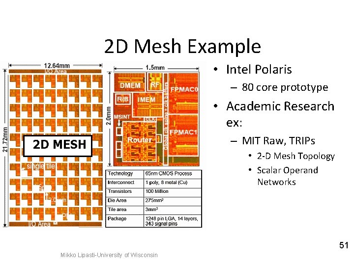 2 D Mesh Example • Intel Polaris – 80 core prototype • Academic Research 2 D Mesh Example • Intel Polaris – 80 core prototype • Academic Research