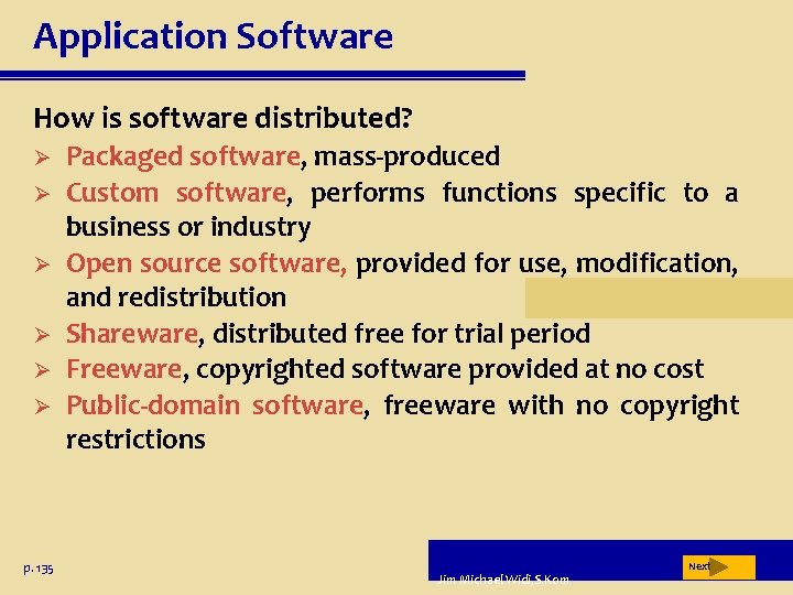 Application Software How is software distributed? Ø Ø Ø p. 135 Packaged software, mass-produced