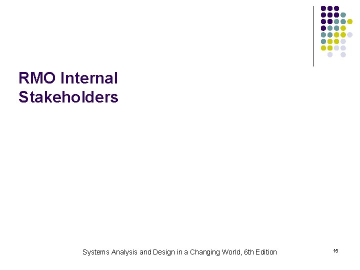 RMO Internal Stakeholders Systems Analysis and Design in a Changing World, 6 th Edition