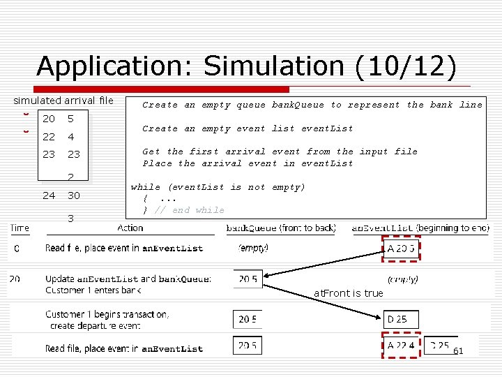 Application: Simulation (10/12) simulated arrival file ˇ 20 ˇ 22 23 5 4 23