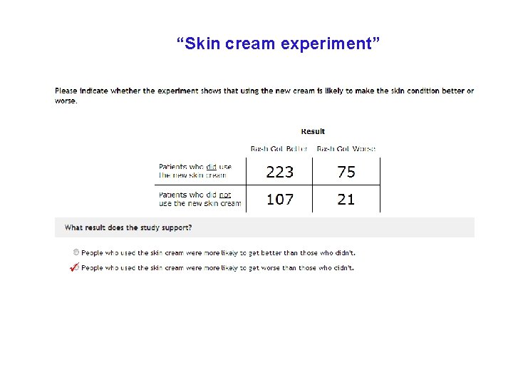 “Skin cream experiment” 