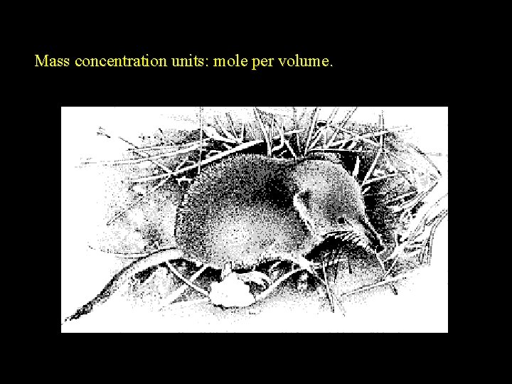 Mass concentration units: mole per volume. 