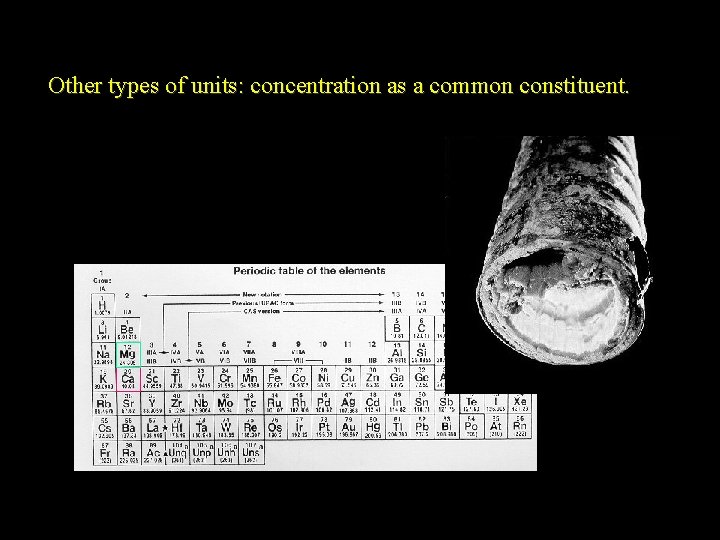 Other types of units: concentration as a common constituent. 