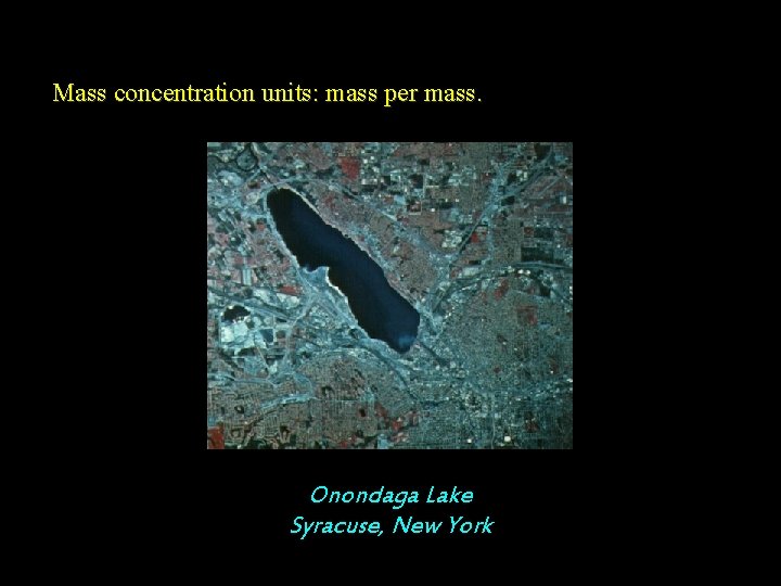 Mass concentration units: mass per mass. Onondaga Lake Syracuse, New York 