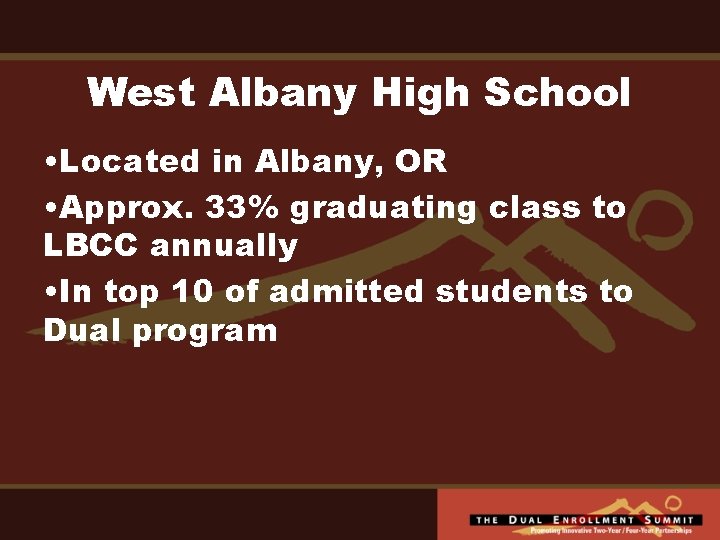 West Albany High School • Located in Albany, OR • Approx. 33% graduating class