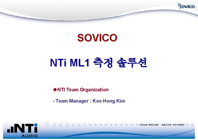 SOVICO NTi ML 1 측정 솔루션 u. NTI Team Organization - Team Manager :