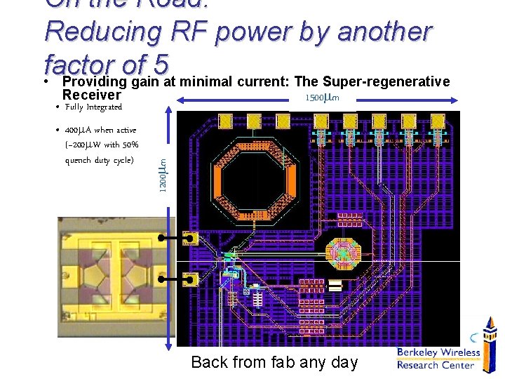 On the Road: Reducing RF power by another factor of 5 • Providing gain