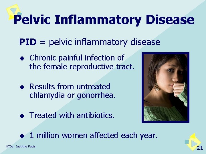 Pelvic Inflammatory Disease PID = pelvic inflammatory disease u u Chronic painful infection of