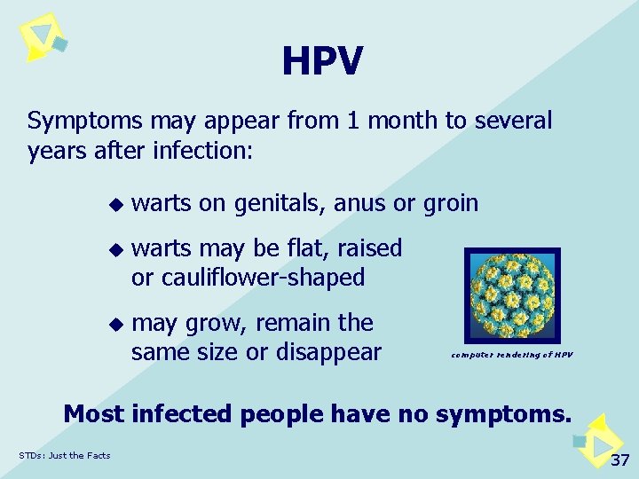 HPV Symptoms may appear from 1 month to several years after infection: u u