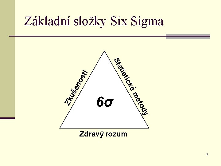 Základní složky Six Sigma uš en dy eto ém ick Zk t tis os