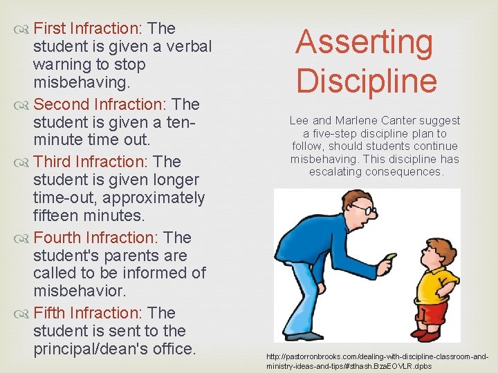  First Infraction: The student is given a verbal warning to stop misbehaving. Second