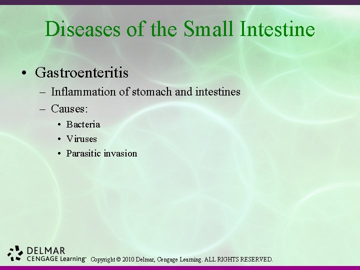 Diseases of the Small Intestine • Gastroenteritis – Inflammation of stomach and intestines –