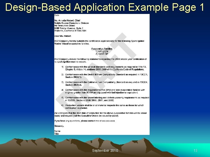 Design-Based Application Example Page 1 September 2010 13 