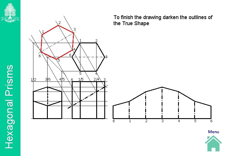 To finish the drawing darken the outlines of the True Shape 2 3 1