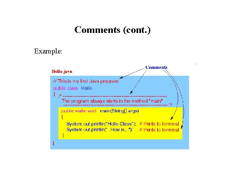 Comments (cont. ) Example: Comments (cont. ) Example: