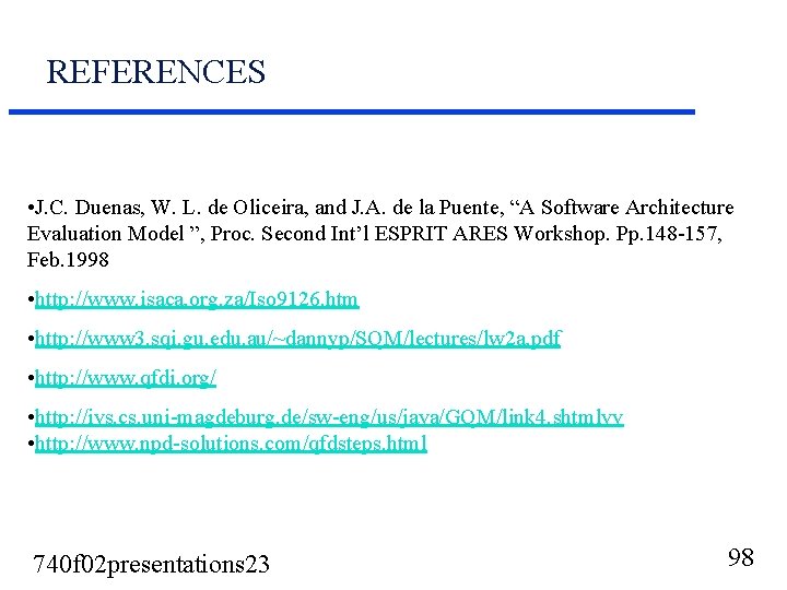 REFERENCES • J. C. Duenas, W. L. de Oliceira, and J. A. de la REFERENCES • J. C. Duenas, W. L. de Oliceira, and J. A. de la