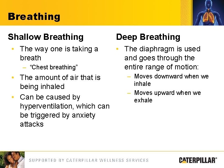 Breathing Shallow Breathing • The way one is taking a breath – “Chest breathing”