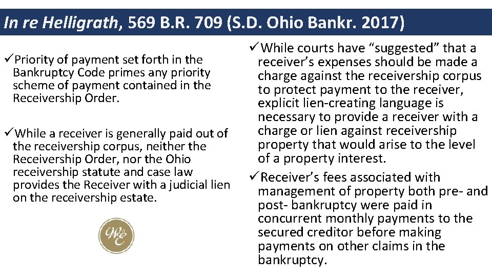 In re Helligrath, 569 B. R. 709 (S. D. Ohio Bankr. 2017) üPriority of