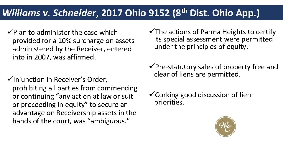 Williams v. Schneider, 2017 Ohio 9152 (8 th Dist. Ohio App. ) üPlan to