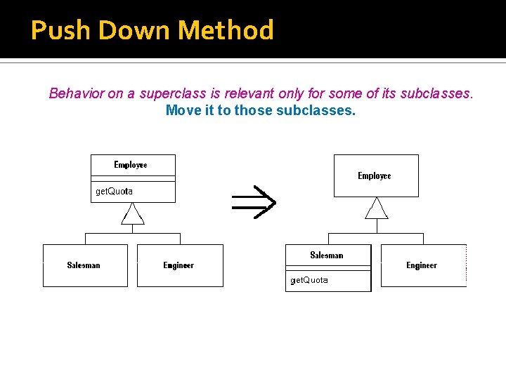 Push Down Method Behavior on a superclass is relevant only for some of its