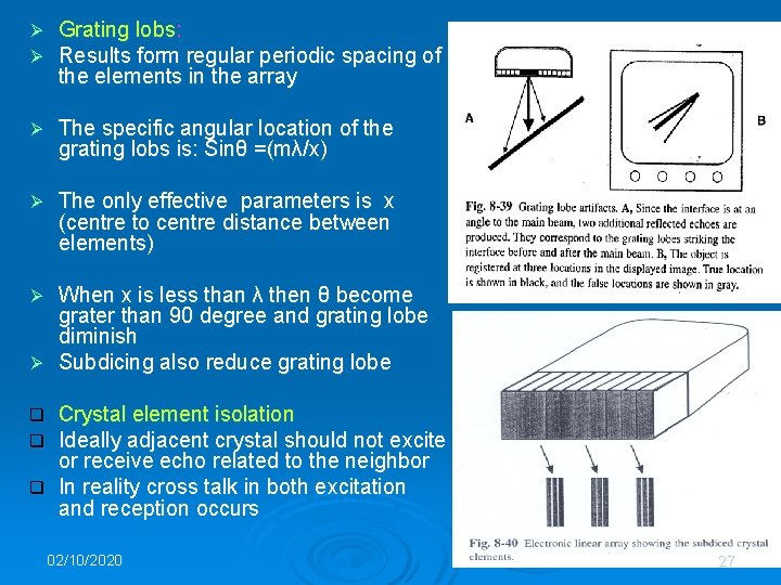 Ø Ø Grating lobs: Results form regular periodic spacing of the elements in the