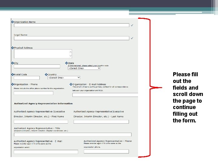 Please fill out the fields and scroll down the page to continue filling out Please fill out the fields and scroll down the page to continue filling out