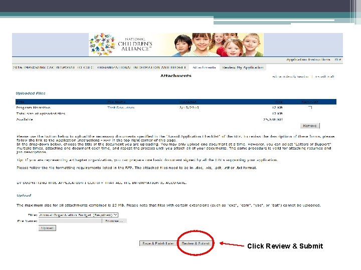 Click Review & Submit Click Review & Submit