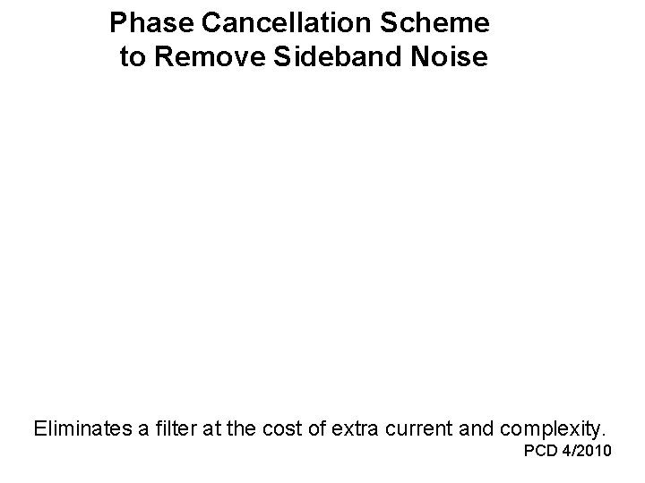 Phase Cancellation Scheme to Remove Sideband Noise Eliminates a filter at the cost of