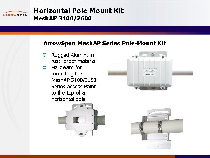 Horizontal Pole Mount Kit Mesh. AP 3100/2600 Arrow. Span Mesh. AP Series Pole-Mount Kit