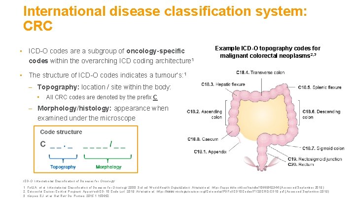 International disease classification system: CRC • ICD-O codes are a subgroup of oncology-specific codes