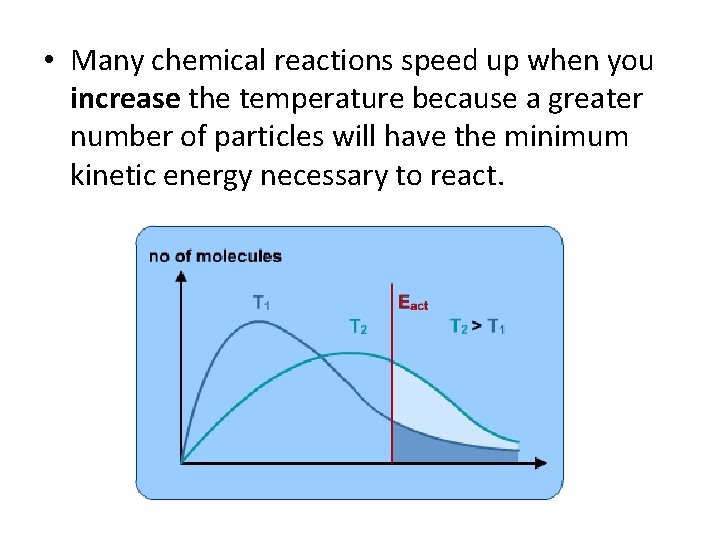  • Many chemical reactions speed up when you increase the temperature because a