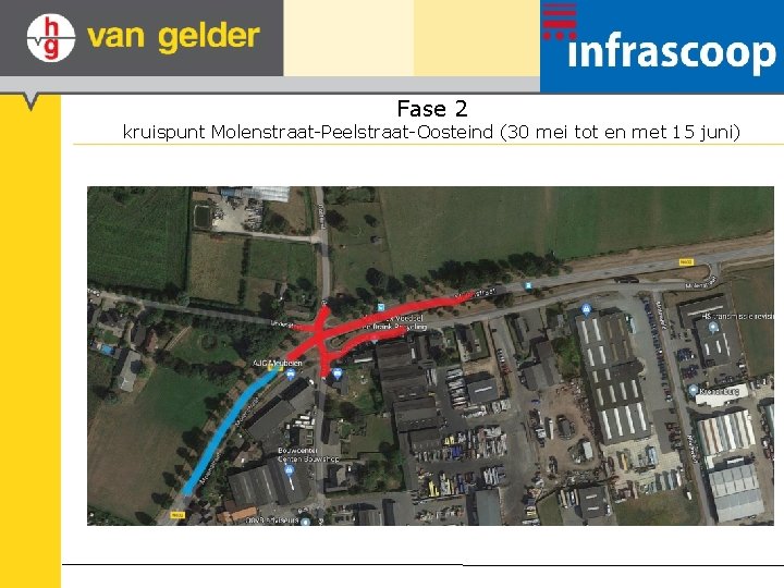 Fase 2 kruispunt Molenstraat-Peelstraat-Oosteind (30 mei tot en met 15 juni) 