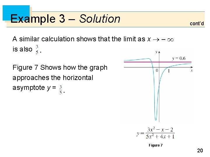 Example 3 – Solution cont’d A similar calculation shows that the limit as x