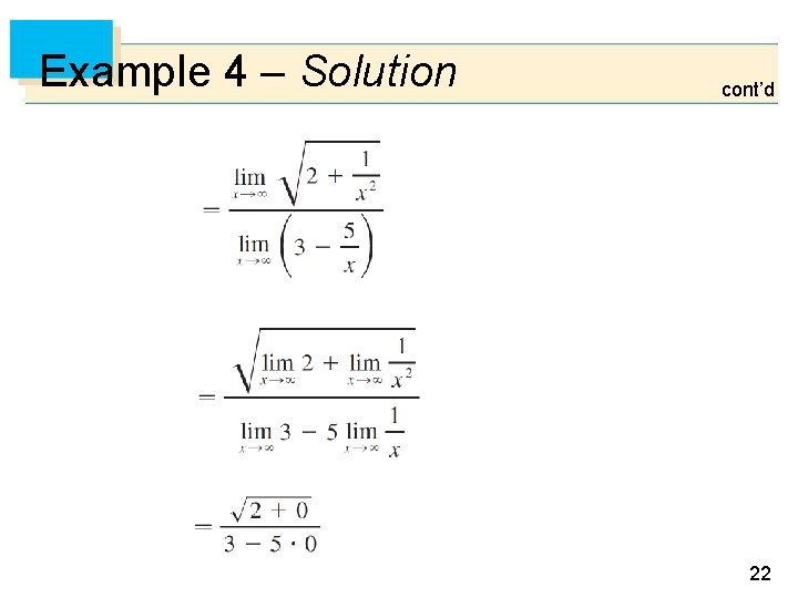 Example 4 – Solution cont’d 22 