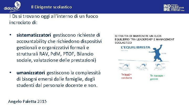 Il Dirigente scolastico I Ds si trovano oggi all’interno di un fuoco incrociato di: