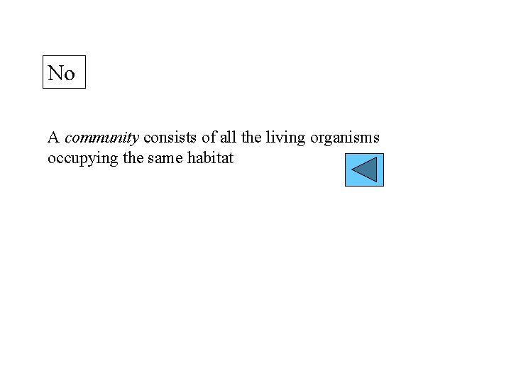 No A community consists of all the living organisms occupying the same habitat 