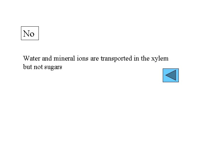 No Water and mineral ions are transported in the xylem but not sugars 