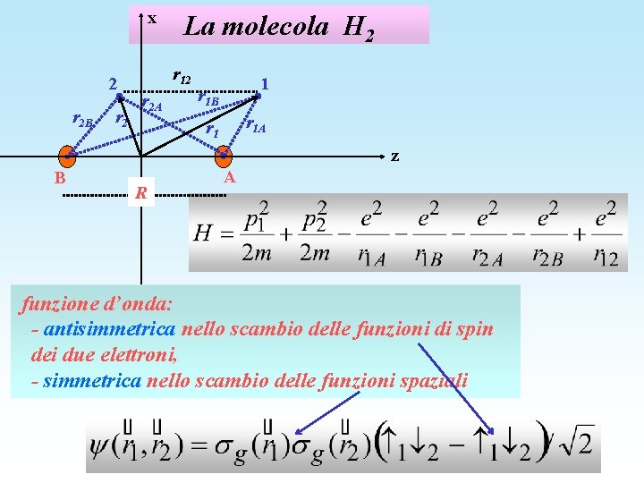 x 2 r 2 B r 2 La molecola H 2 r 12 r