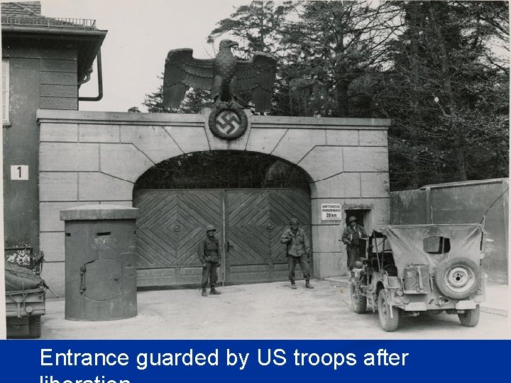 Entrance guarded by US troops after 