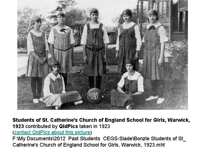 Students of St. Catherine's Church of England School for Girls, Warwick, 1923 contributed by