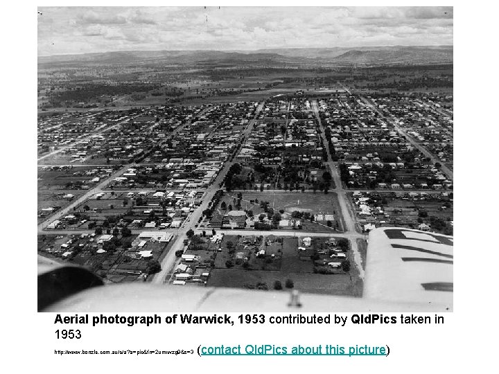 Aerial photograph of Warwick, 1953 contributed by Qld. Pics taken in 1953 http: //www.