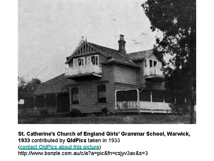 St. Catherine's Church of England Girls' Grammar School, Warwick, 1933 contributed by Qld. Pics