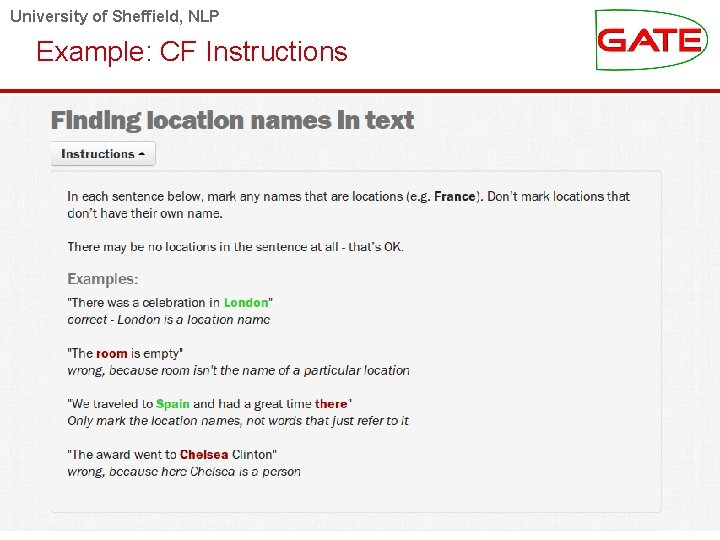 University of Sheffield, NLP Example: CF Instructions 