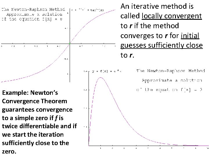 An iterative method is called locally convergent to r if the method converges to An iterative method is called locally convergent to r if the method converges to